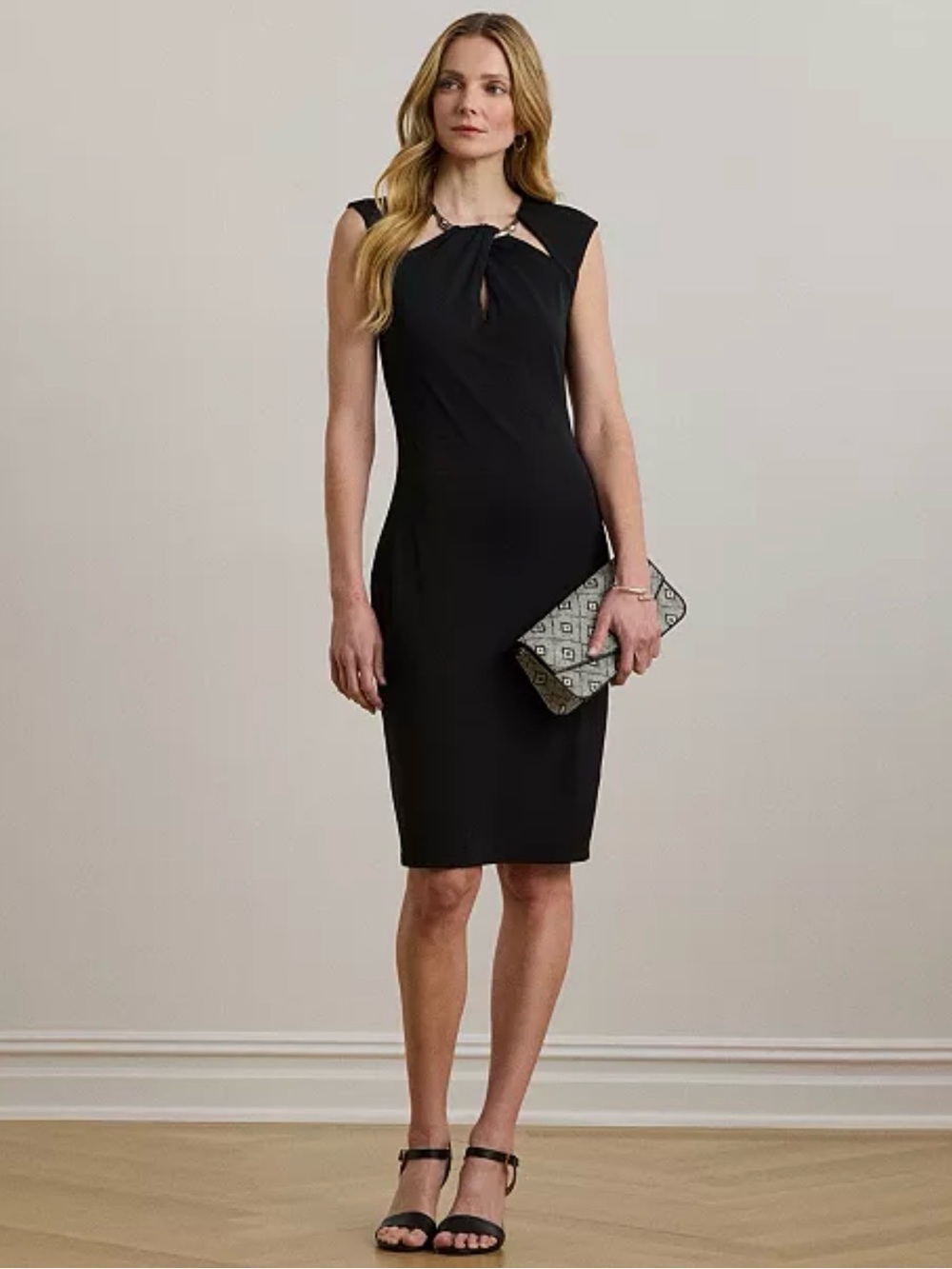NWT Lauren Ralph Lauren Cutout Jersey Cocktail Dress Black Size 10